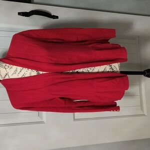 Red cardigan